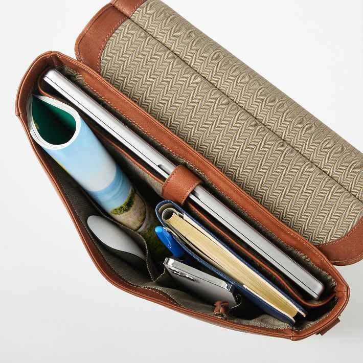 Harrison Leather Messenger Bag - Premium Full-Grain Leather Briefcase