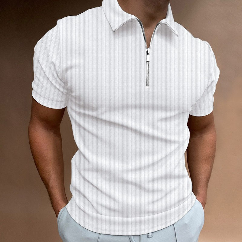Striped Zip Polo Shirt
