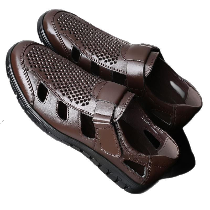 Premium Leather Sandals for Men - Breathable Summer Comfort Shoes