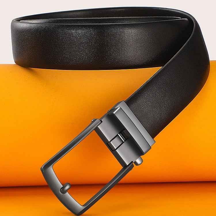 Men's Genuine Cowhide Leather Belt with Pin Buckle