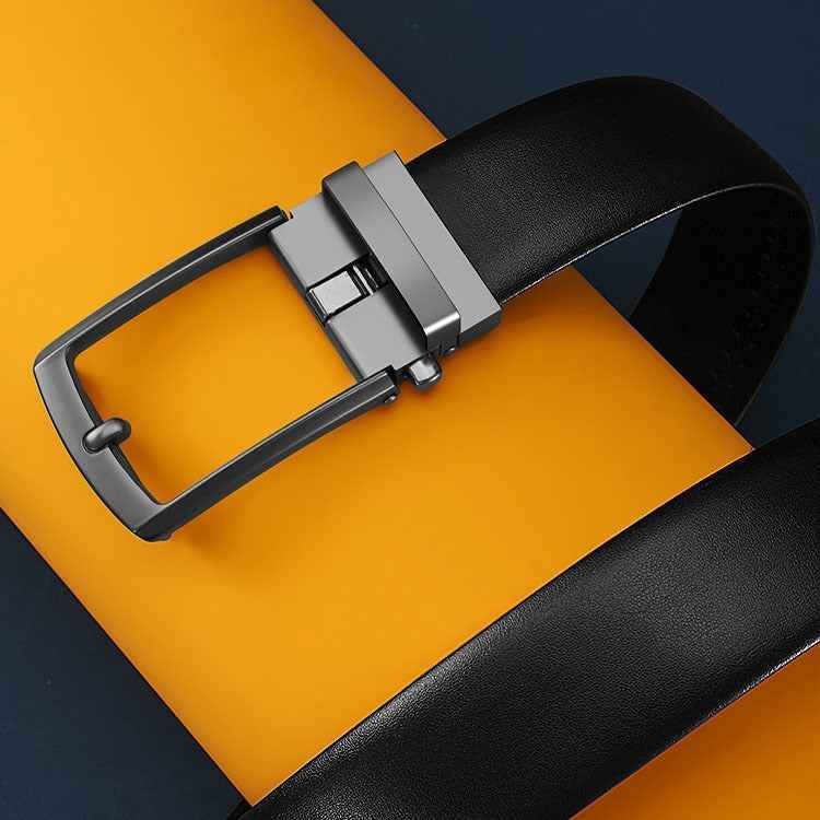 Men's Genuine Cowhide Leather Belt with Pin Buckle