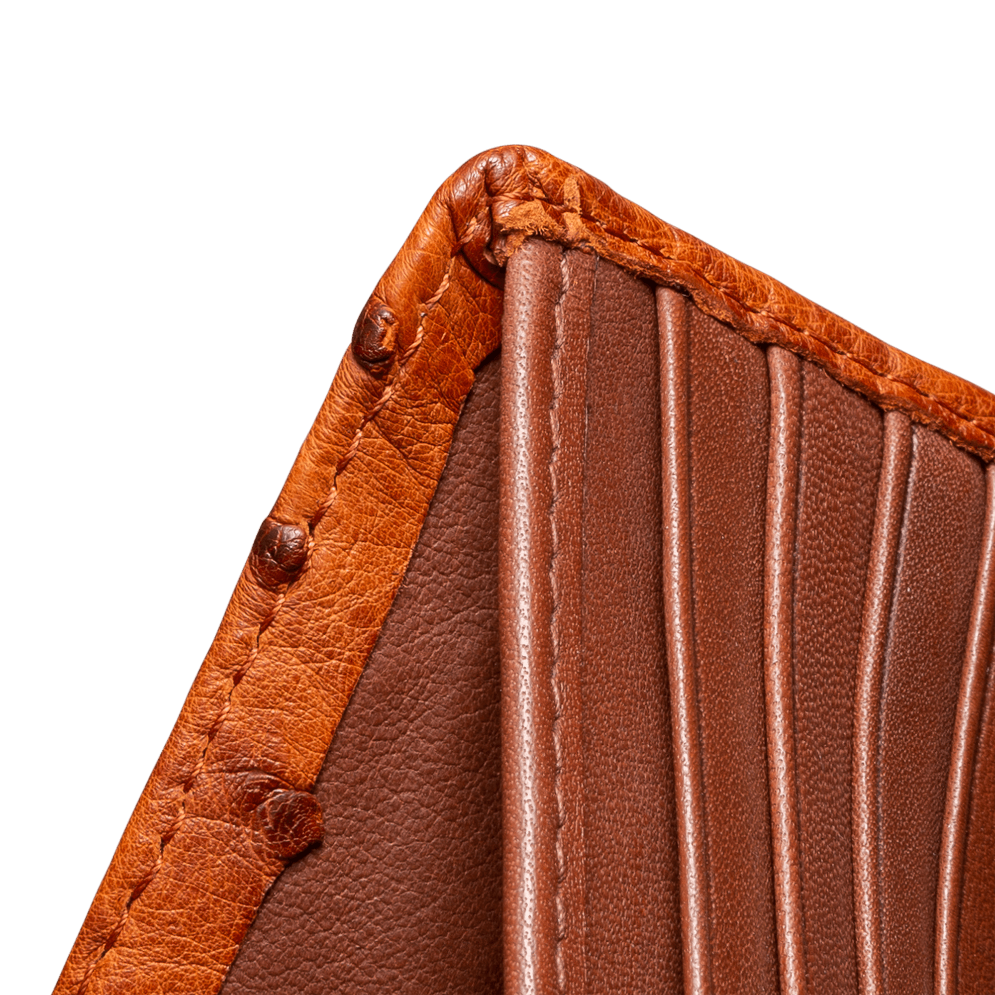 Handcrafted Ostrich Leather Billfold in Pecan