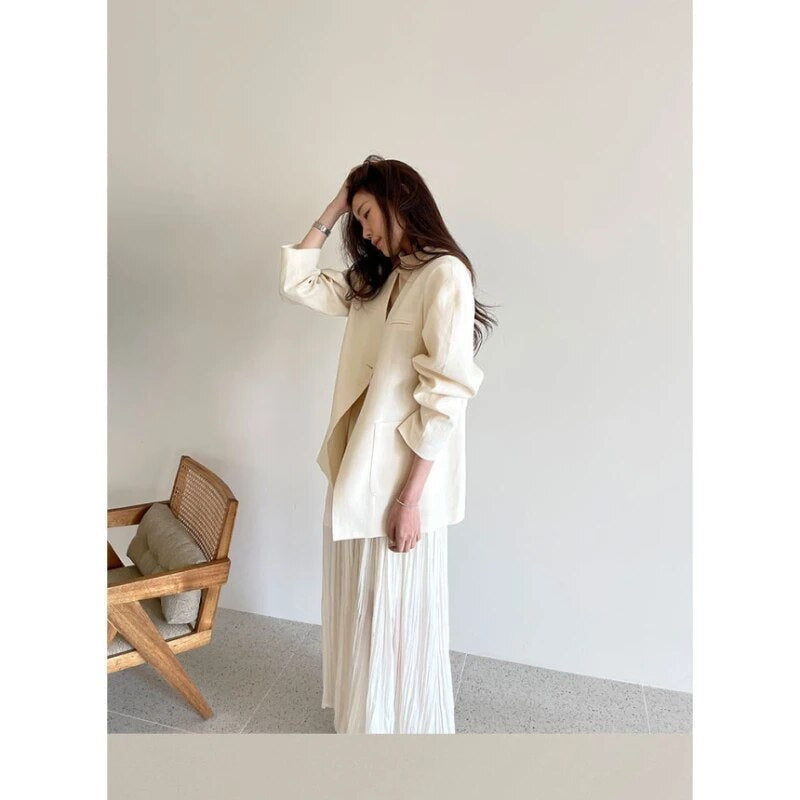 Refined V-Neck Long Sleeve Jacket in Premium Polyester