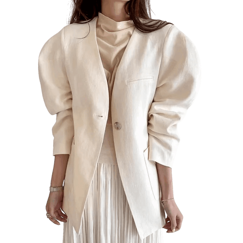 Refined V-Neck Long Sleeve Jacket in Premium Polyester