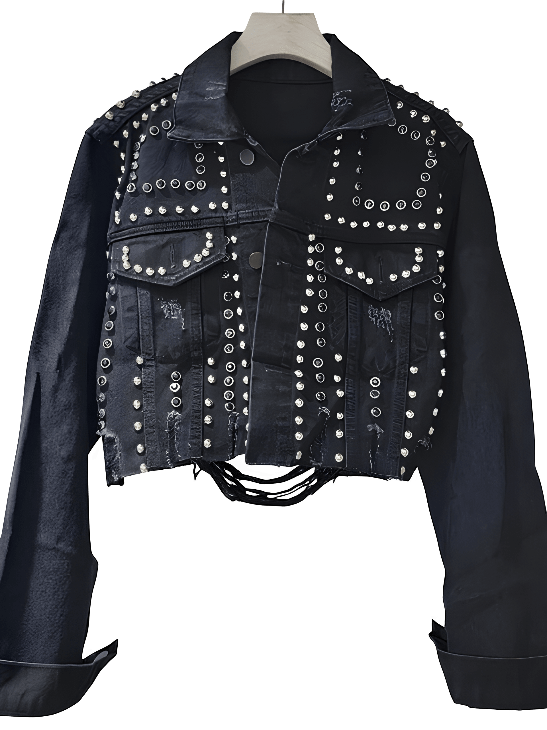European Denim Jacket with Rivet Embellishments