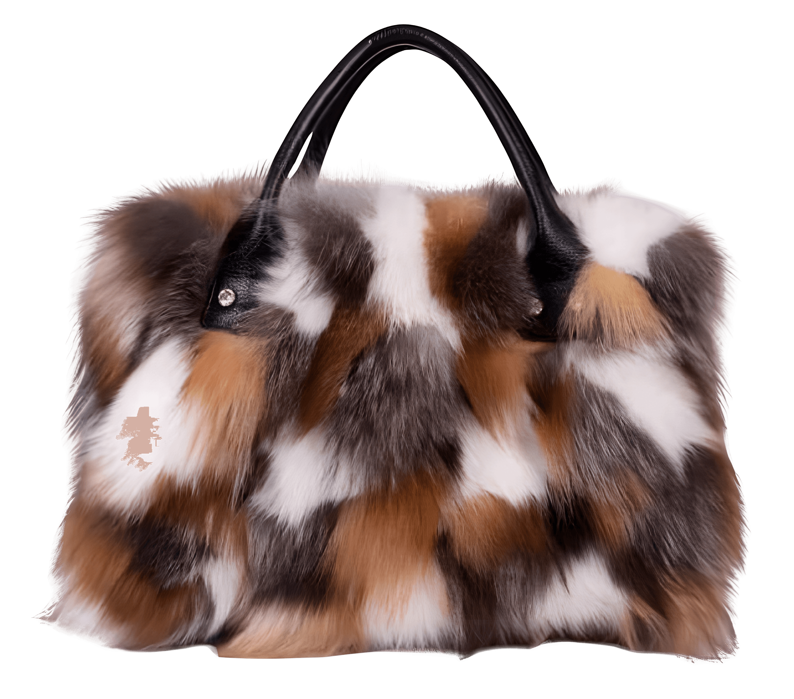 Fox Fur Leather Handbag – Multicolor Crossbody Shoulder Bag