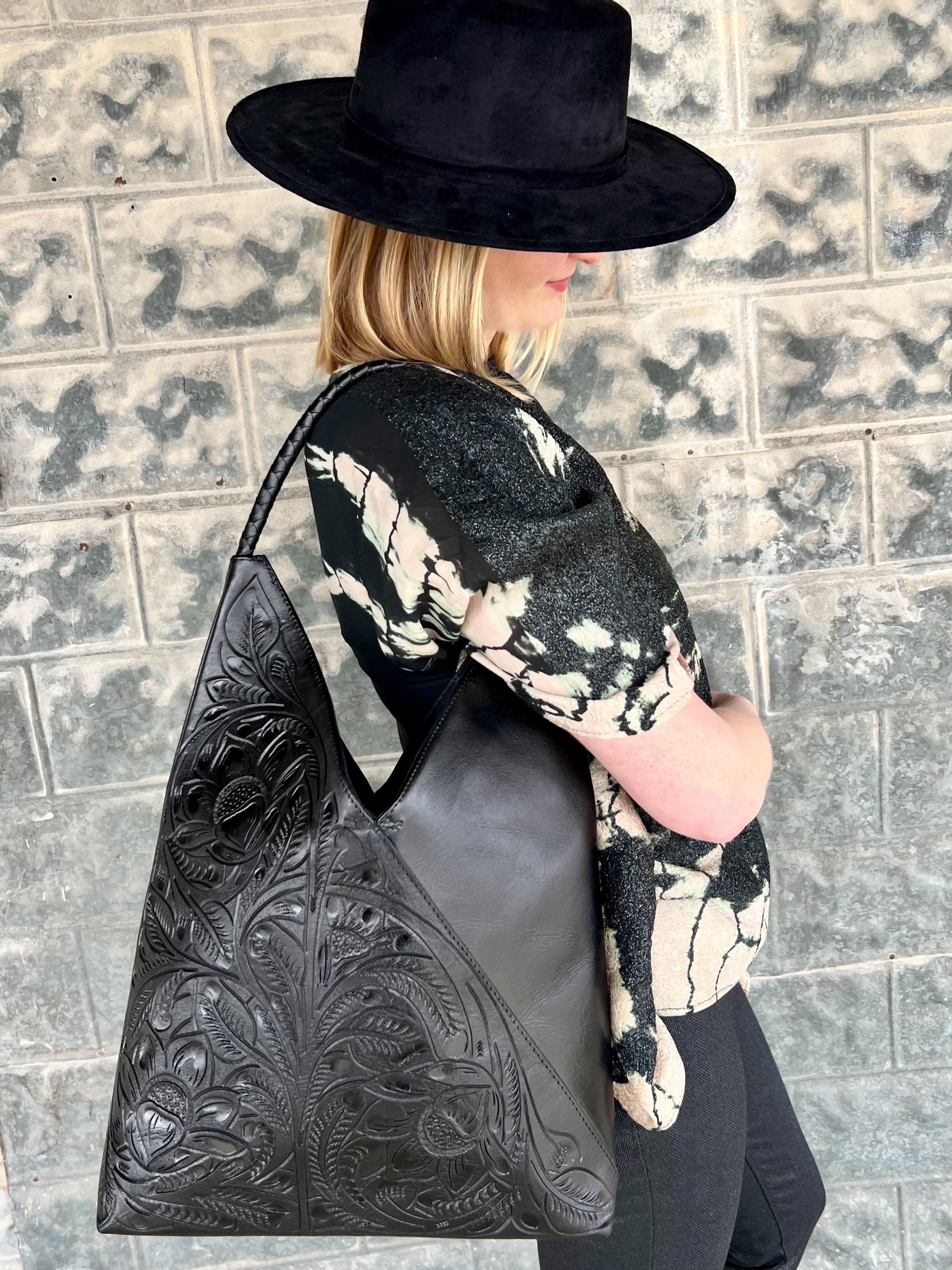The Nancy Ann | Hand-Tooled Leather Shoulder Bag