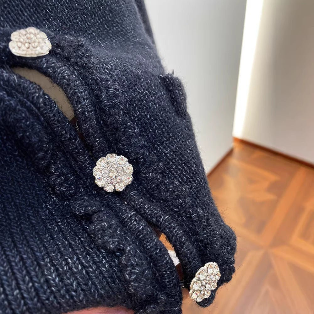 Lace-Trimmed Peter Pan Collar Knit Sweater