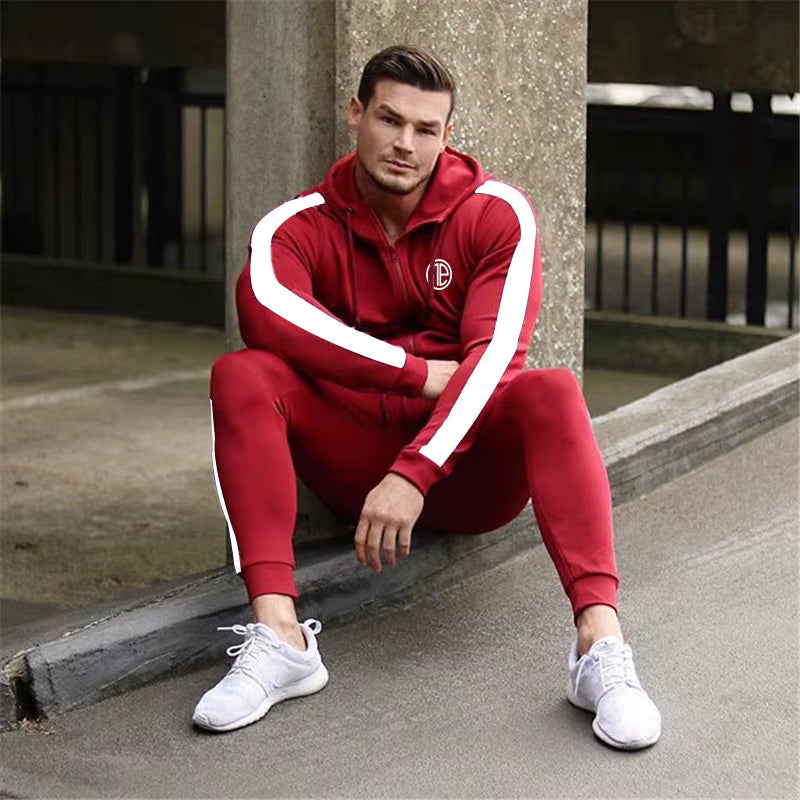 Premium Athletic Tracksuit – Men's Performance Hoodie & Jogger Set