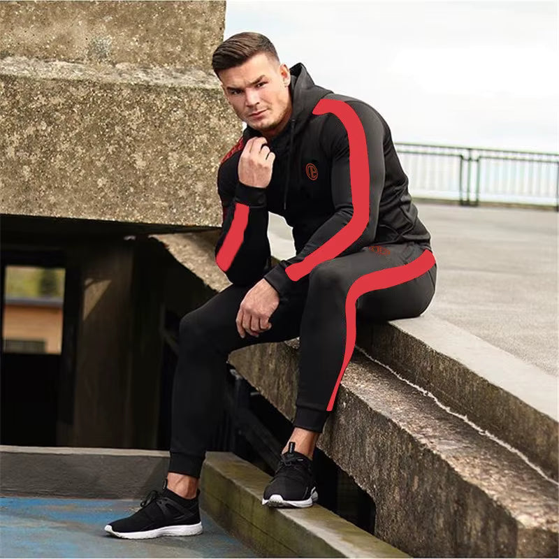 Premium Athletic Tracksuit – Men's Performance Hoodie & Jogger Set