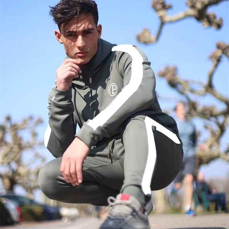 Premium Athletic Tracksuit – Men's Performance Hoodie & Jogger Set