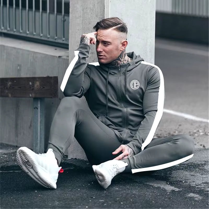 Premium Athletic Tracksuit – Men's Performance Hoodie & Jogger Set