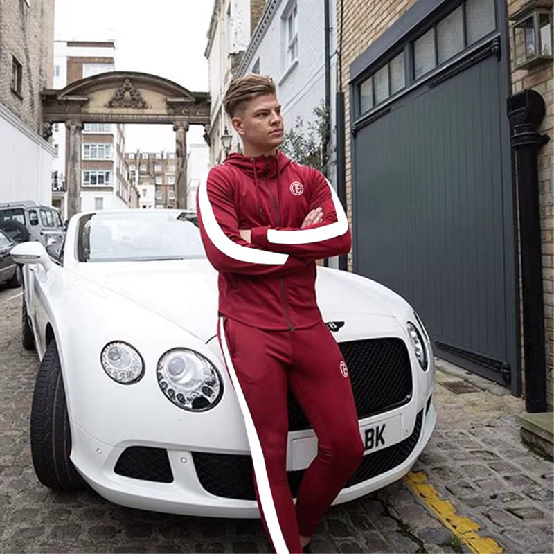 Premium Athletic Tracksuit – Men's Performance Hoodie & Jogger Set