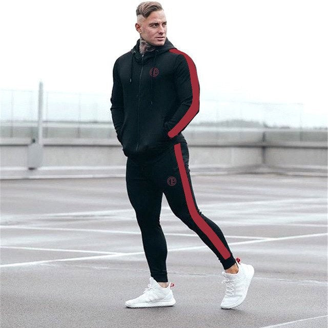 Premium Athletic Tracksuit – Men's Performance Hoodie & Jogger Set