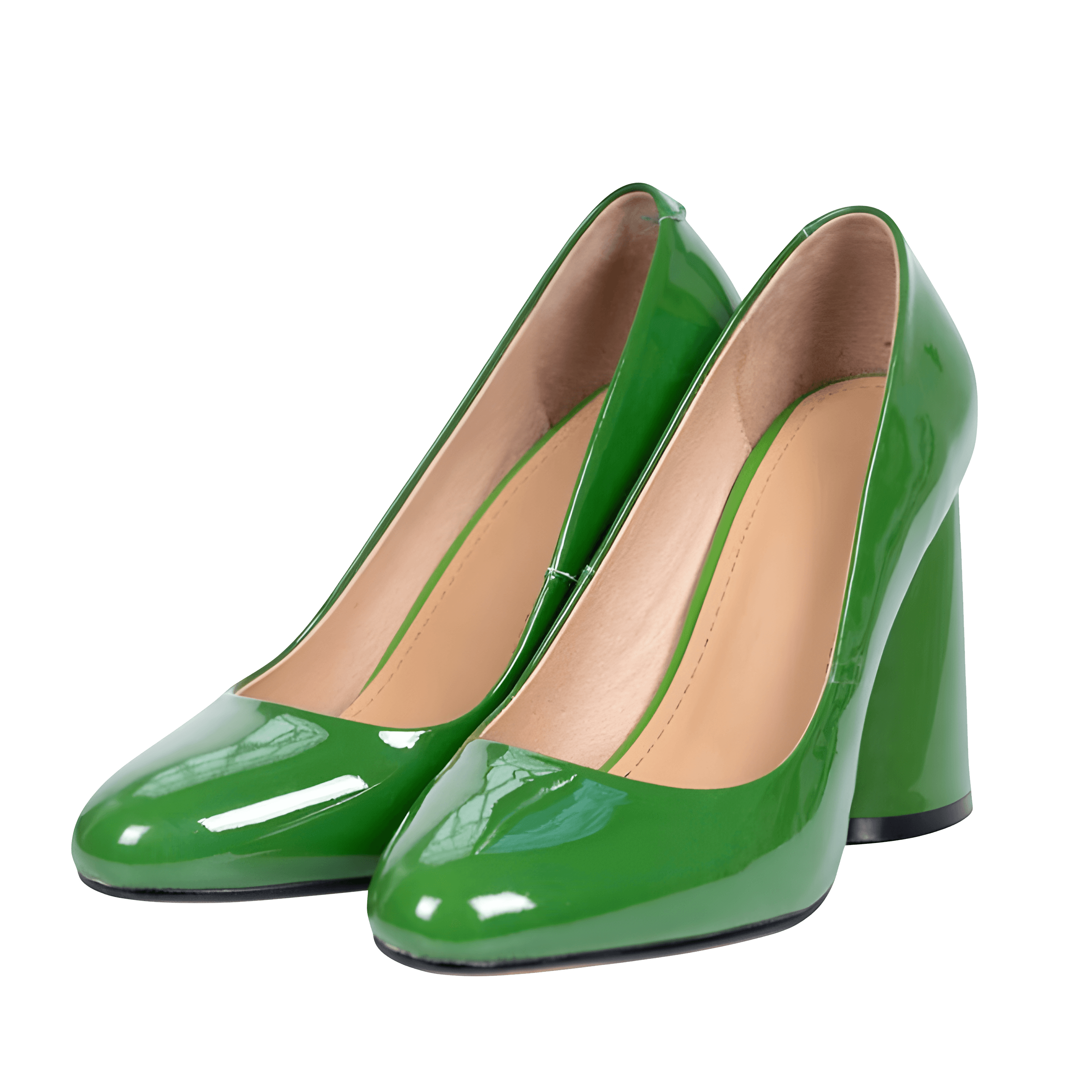 Leather Block Heel Pumps