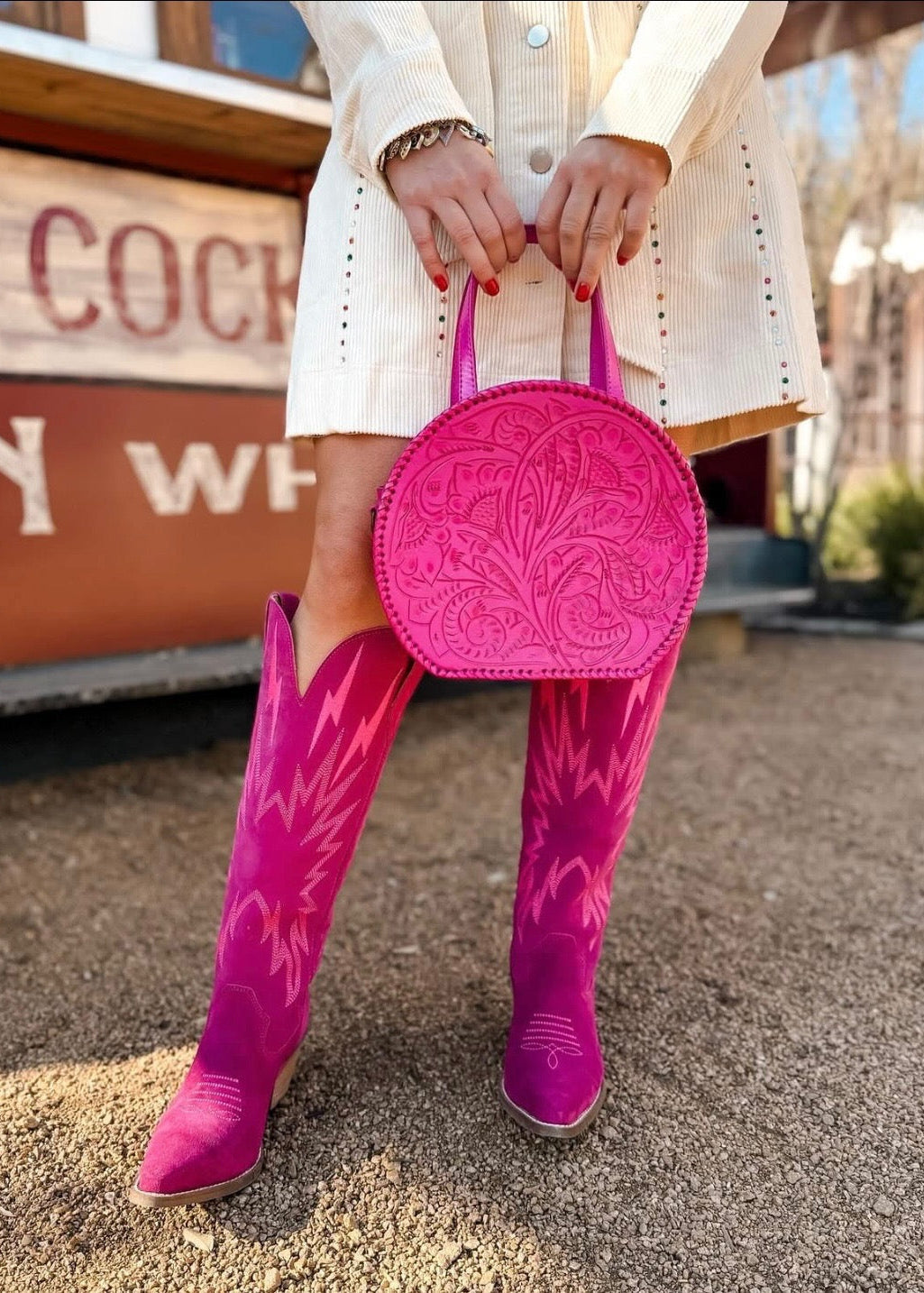 The Dixie| Hand-Tooled Leather Canteen Handbag