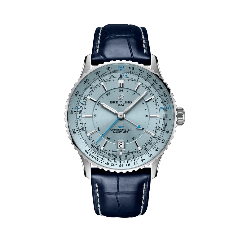 Breitling Navitimer Automatic GMT 41 – Stainless Steel with Blue Alligator Strap