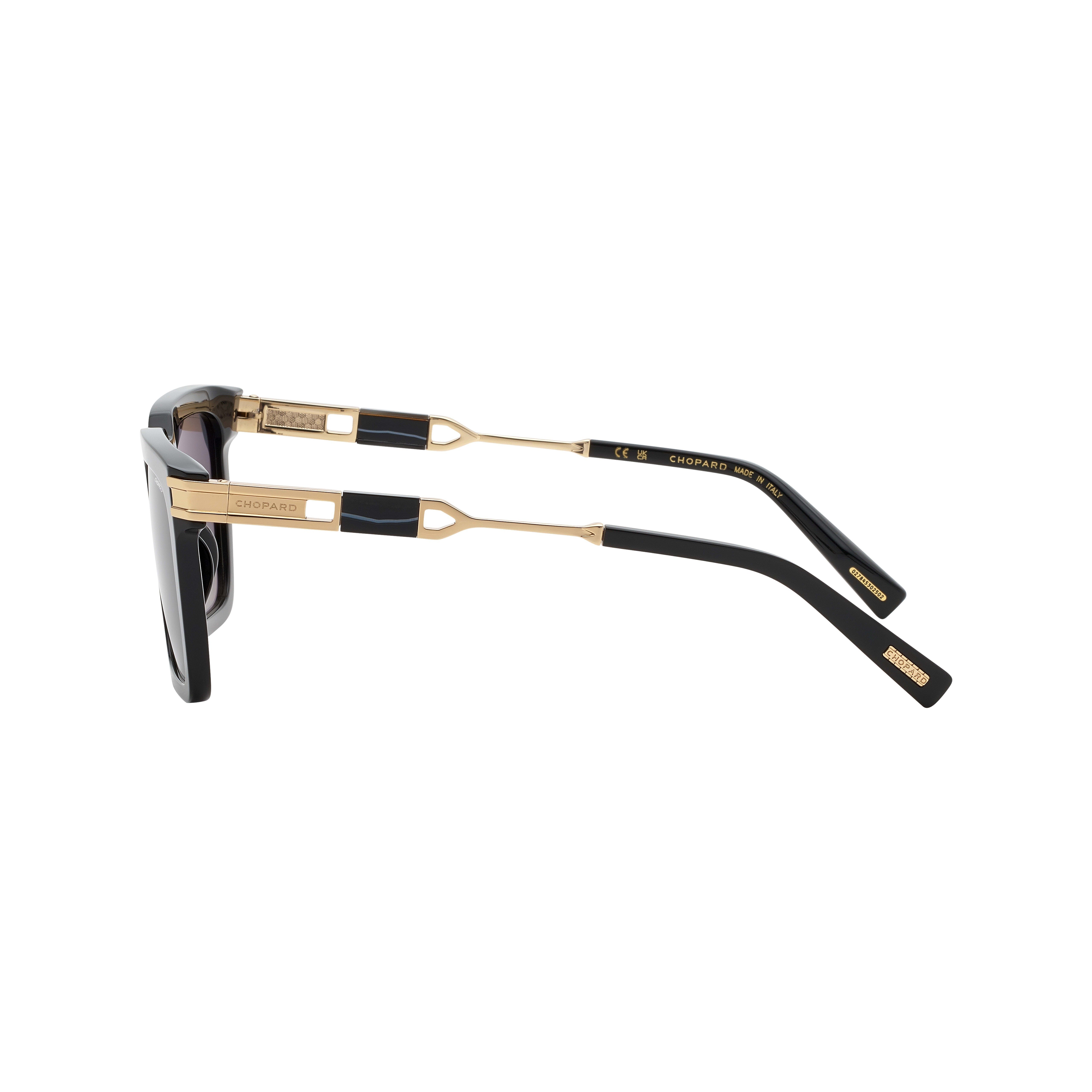Chopard L.U.C Shiny Black Sunglasses – Premium Bio-Acetate with Onyx Stone Detail