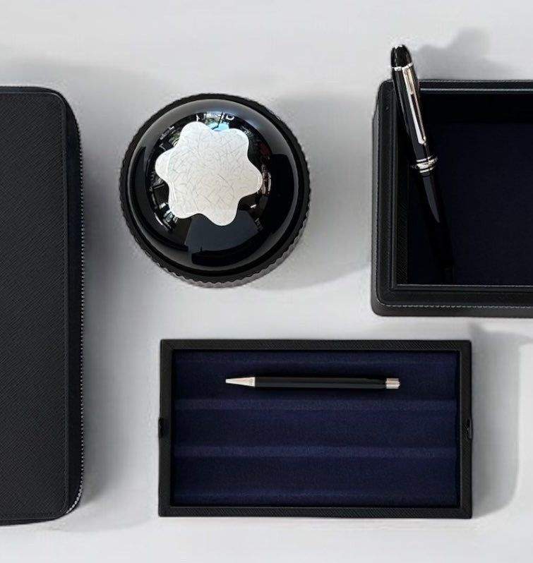 Montblanc Emblem Paperweight – Black Resin with Velvet Base