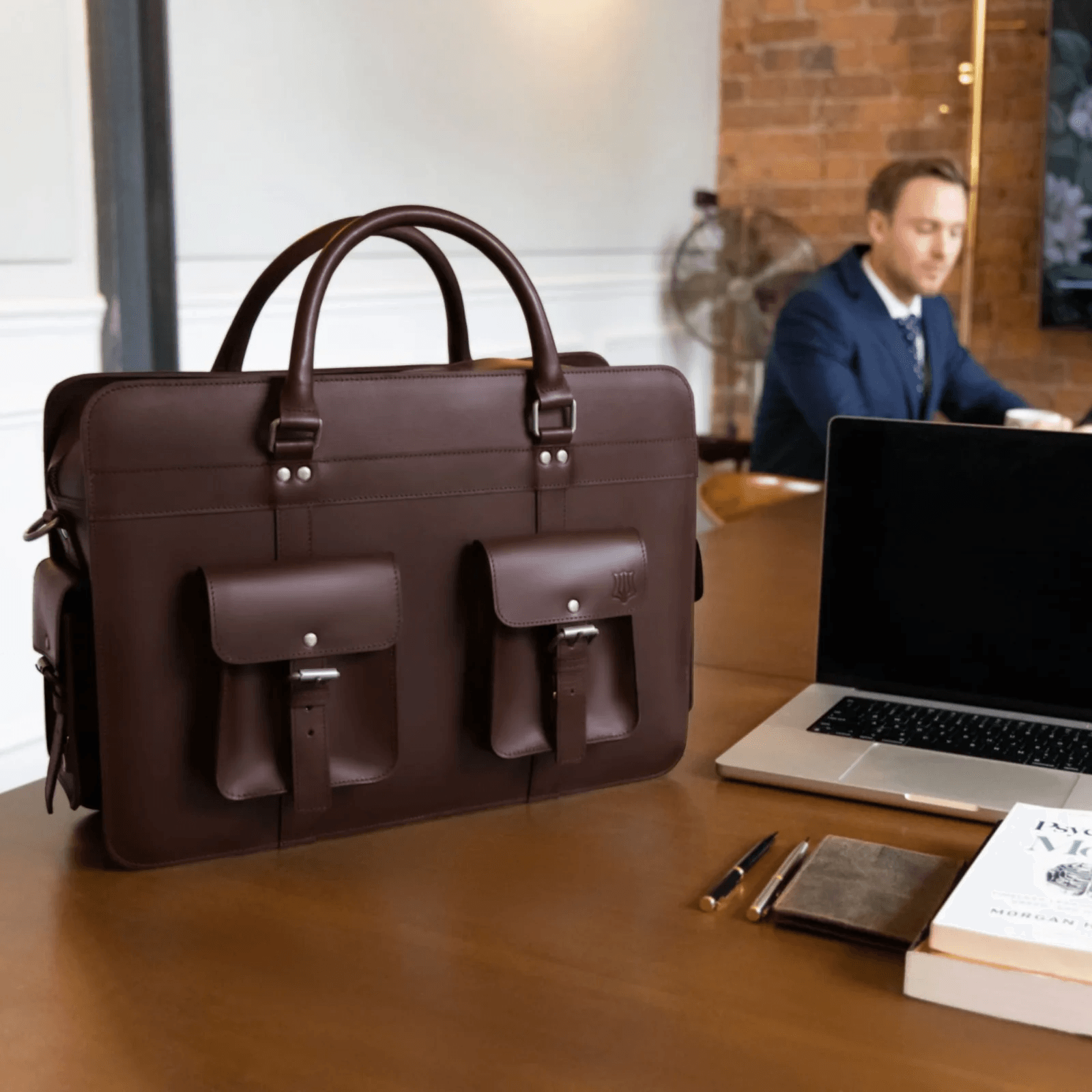 The Navigator Leather Briefcase by The Real Leather Co.