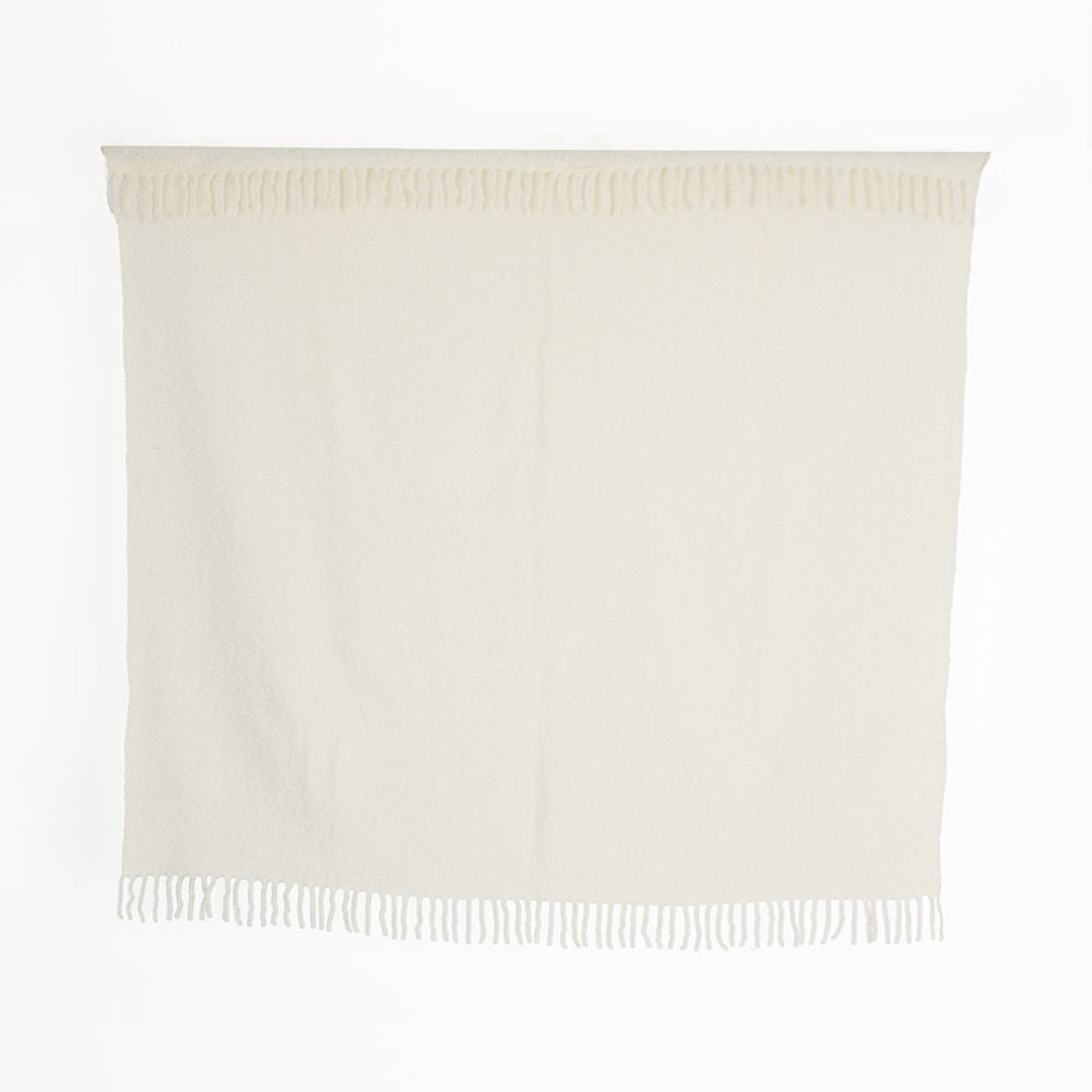 Ivory Alpaca Bouclé Throw — Handwoven in Peru