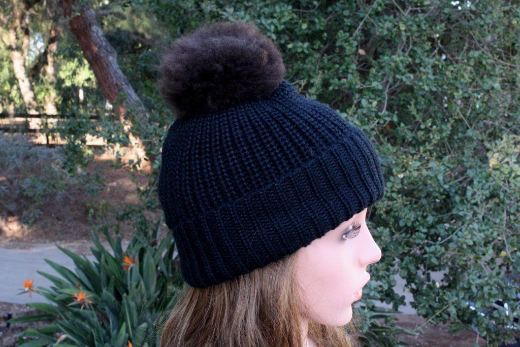 Baby Alpaca Channel Beanie with Pom-Pom