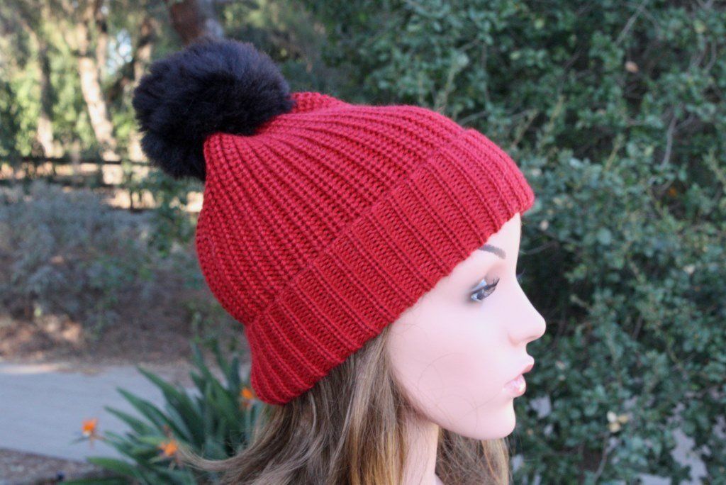Baby Alpaca Channel Beanie with Pom-Pom