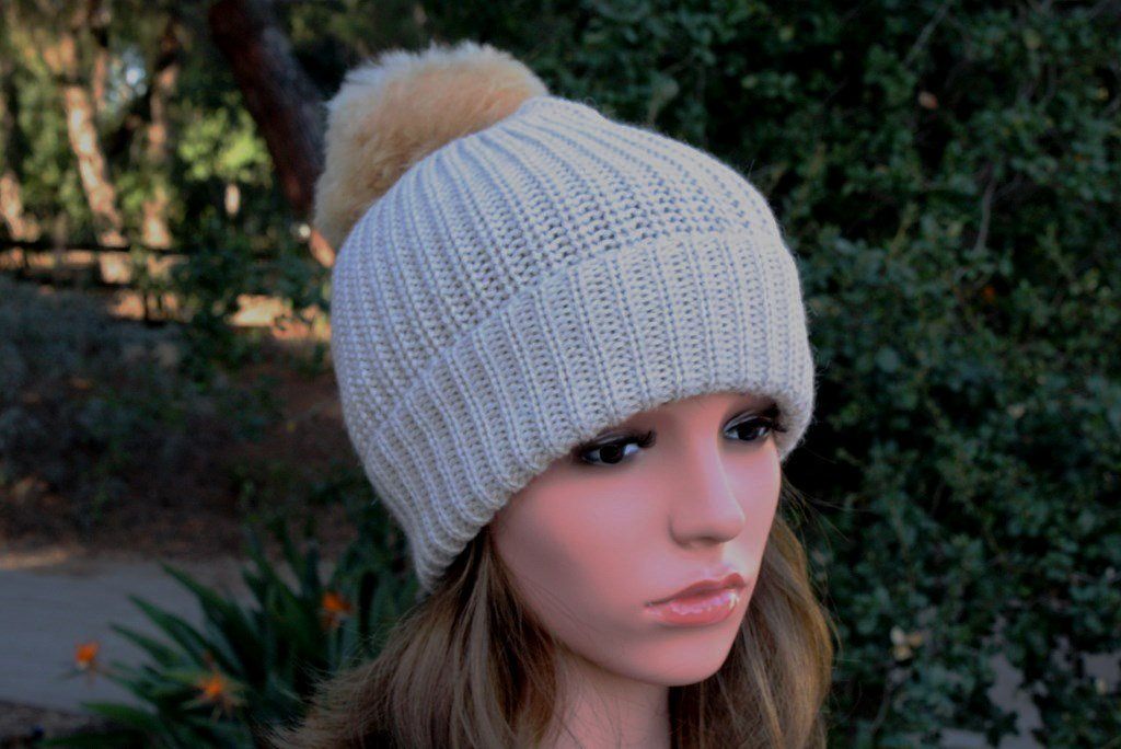 Baby Alpaca Channel Beanie with Pom-Pom