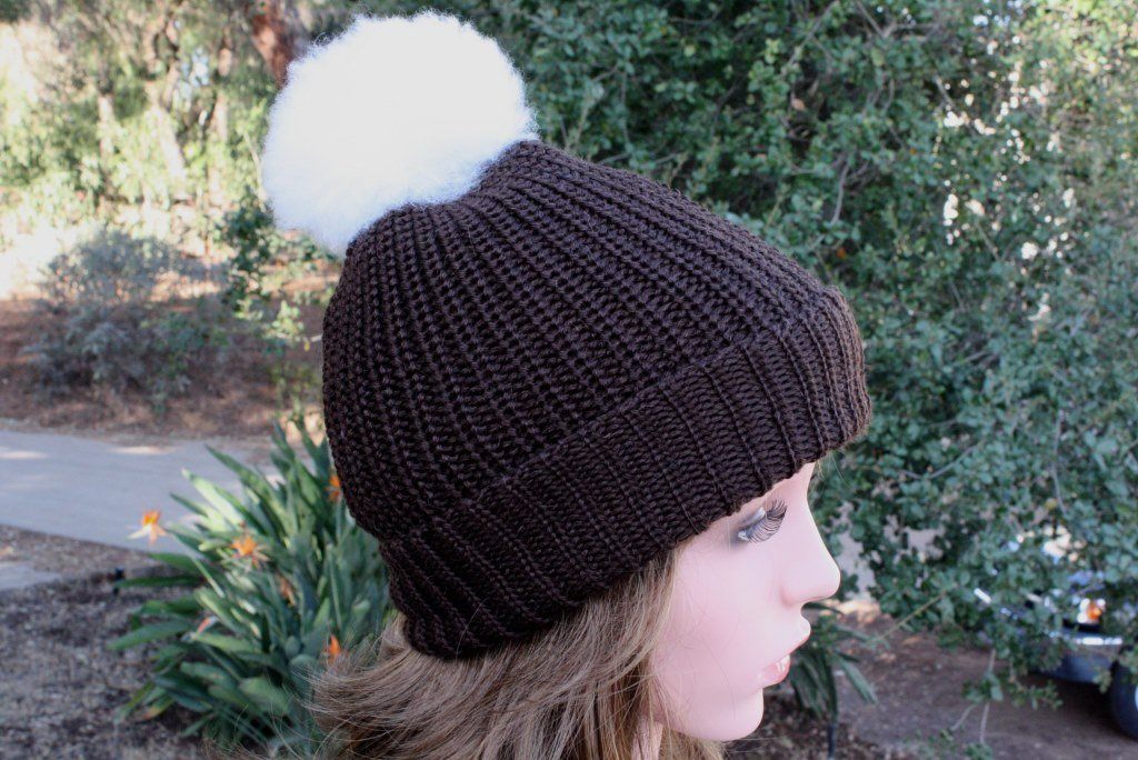 Baby Alpaca Channel Beanie with Pom-Pom