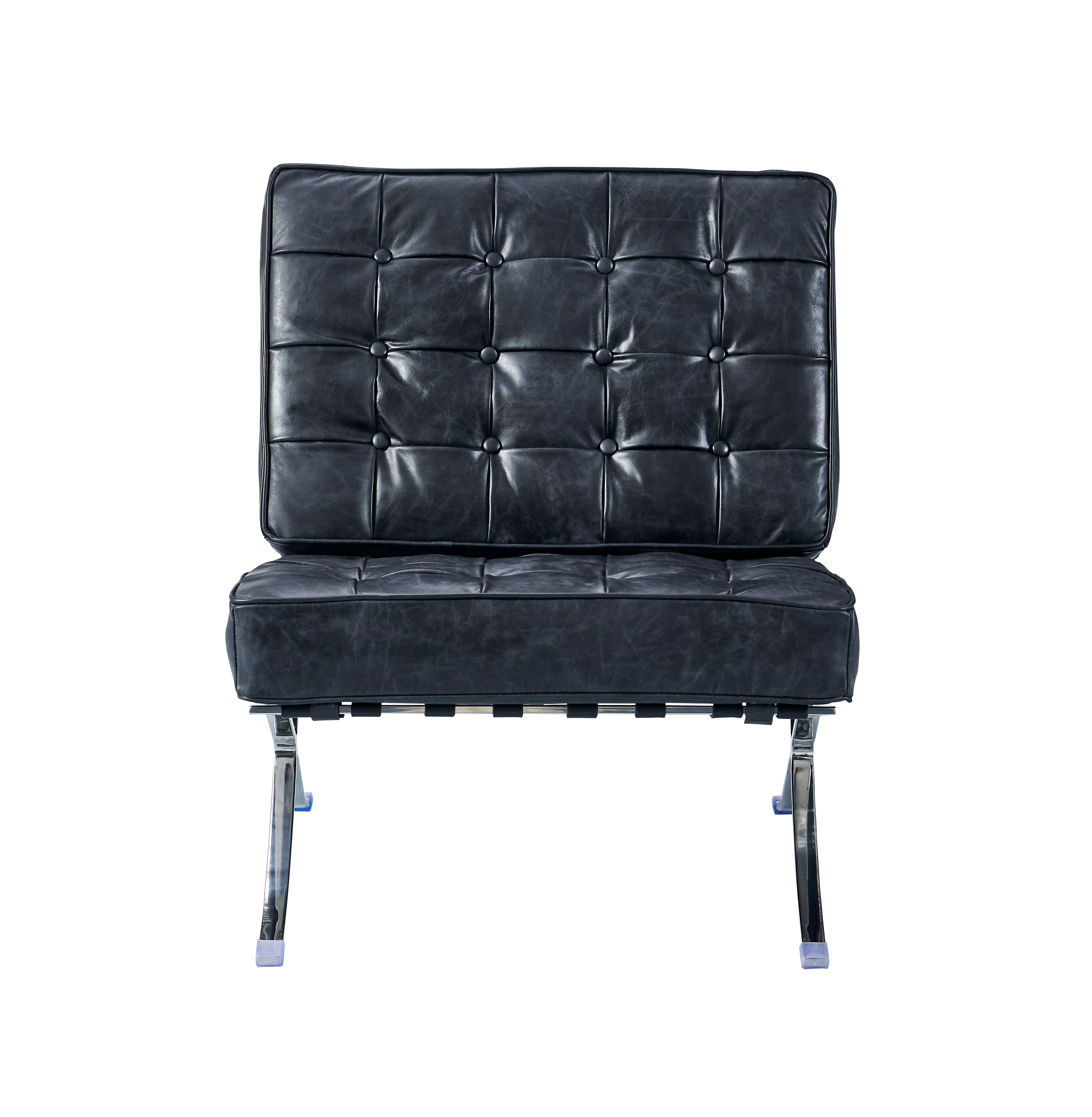 Francisco Modern Curule Style Chair and Ottoman Set - Brown Leather
