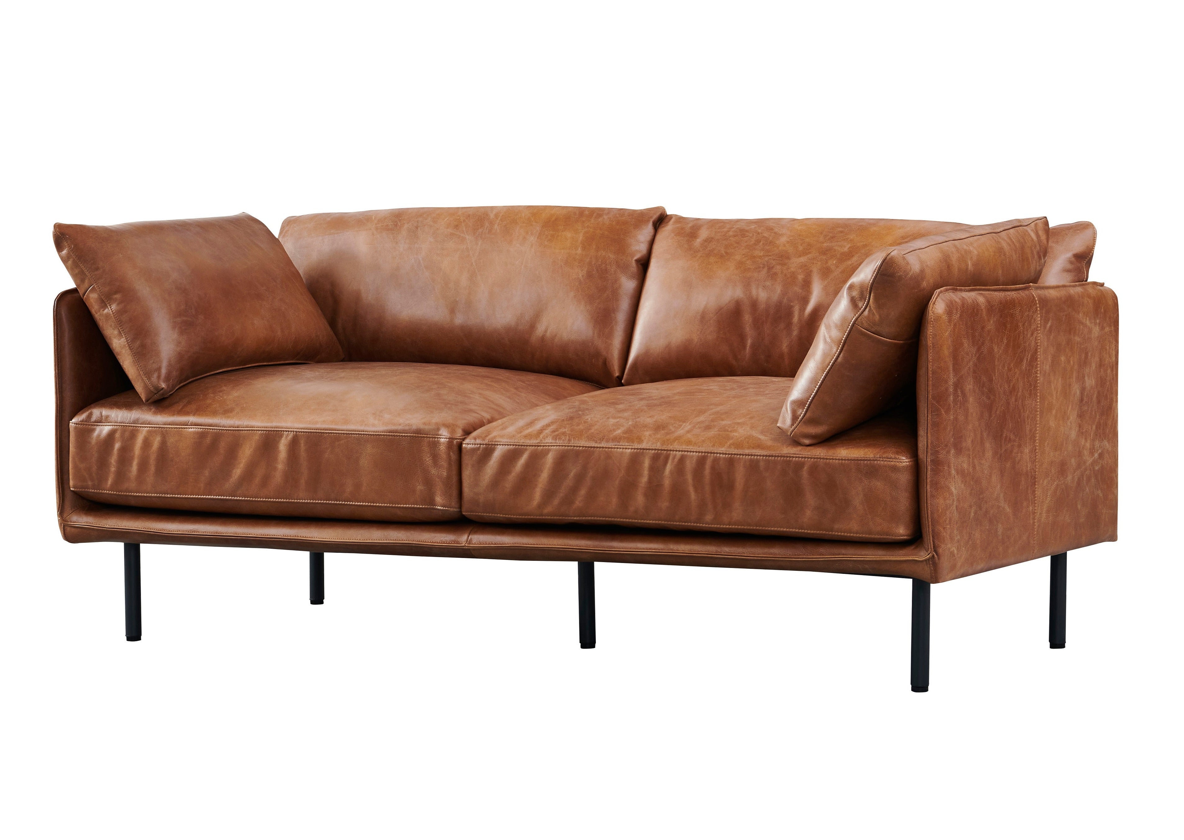 Preorder Venezia Industrial Modern Love Seat - Light Brown Leather