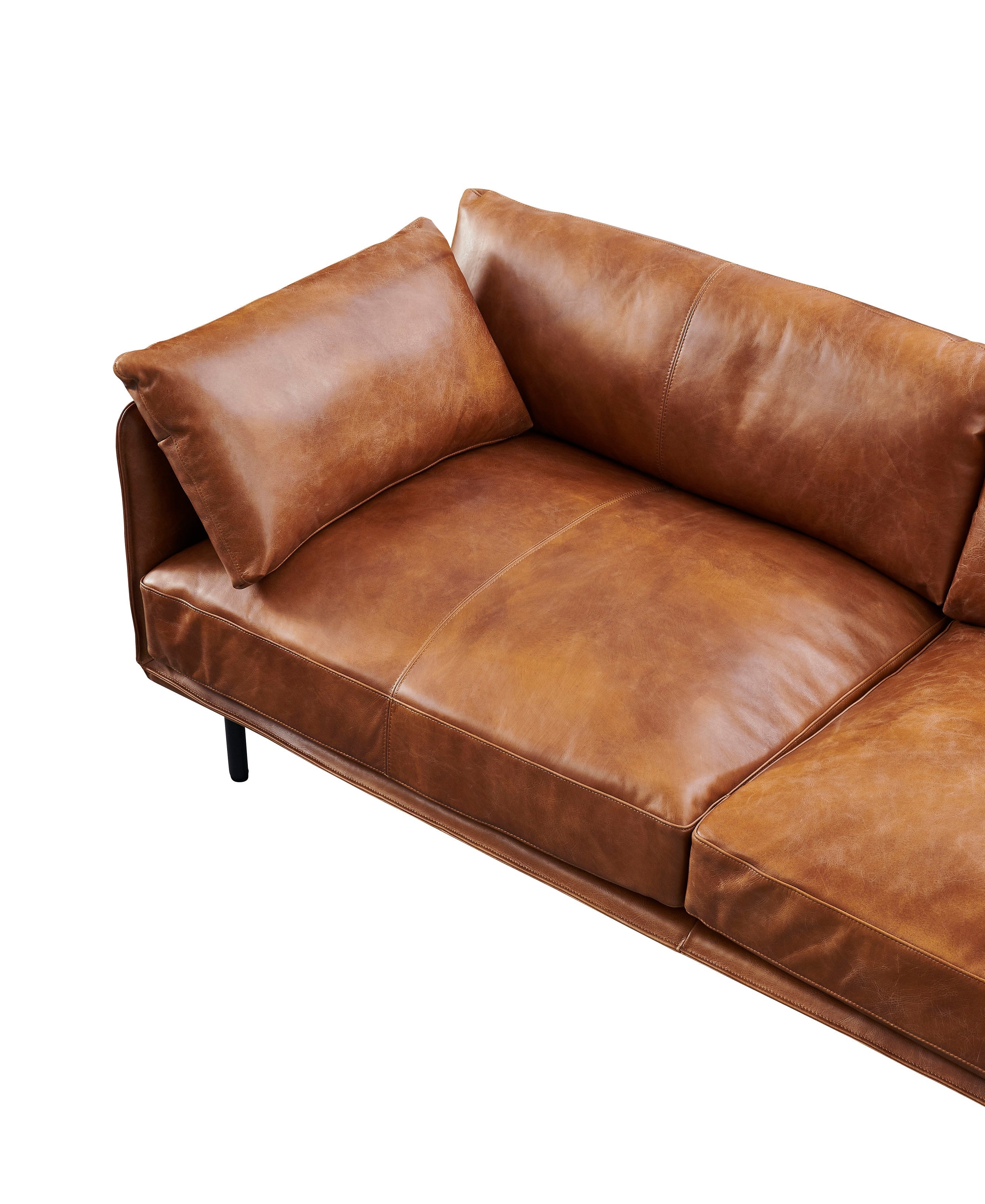 Preorder Venezia Industrial Modern Love Seat - Light Brown Leather
