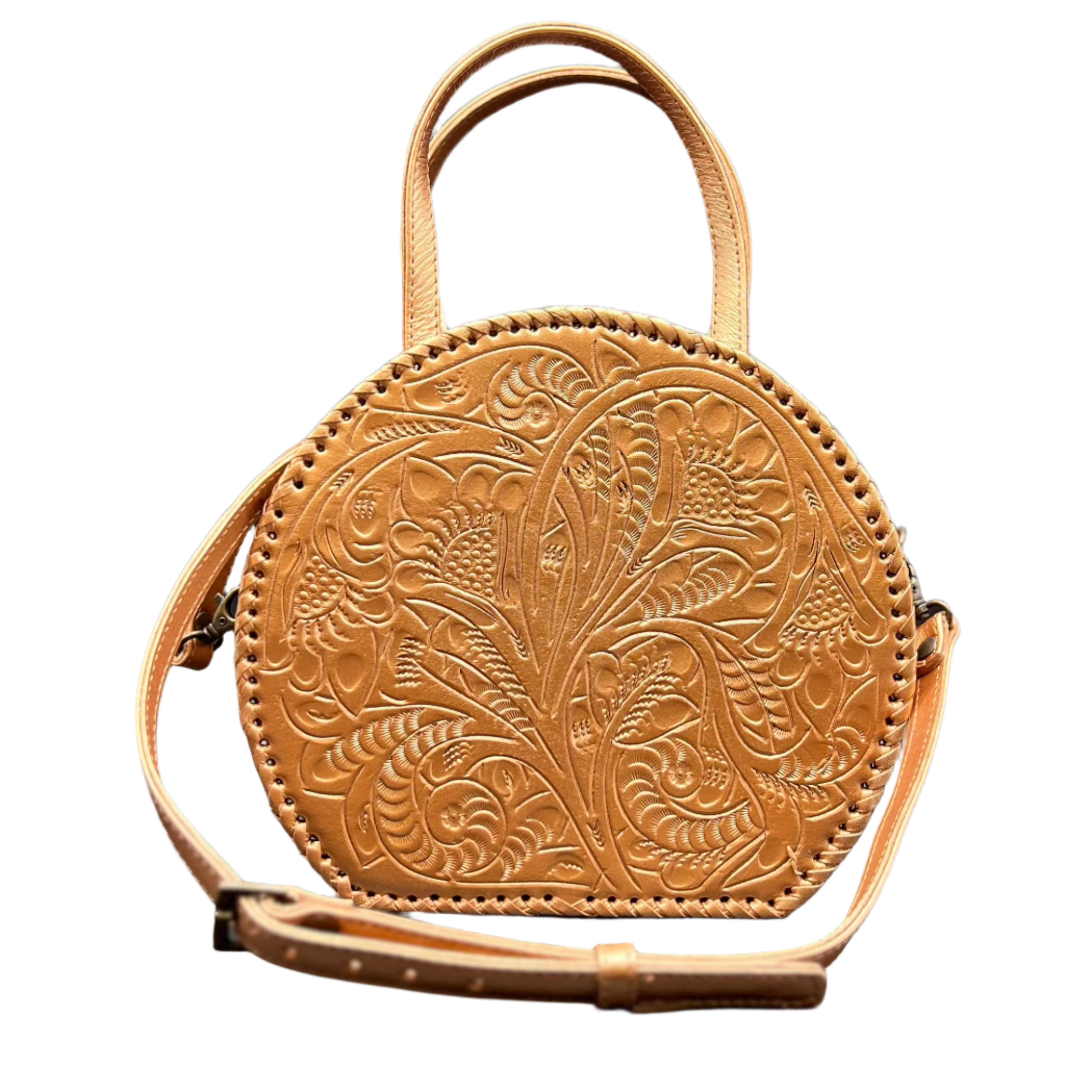 The Dixie| Hand-Tooled Leather Canteen Handbag