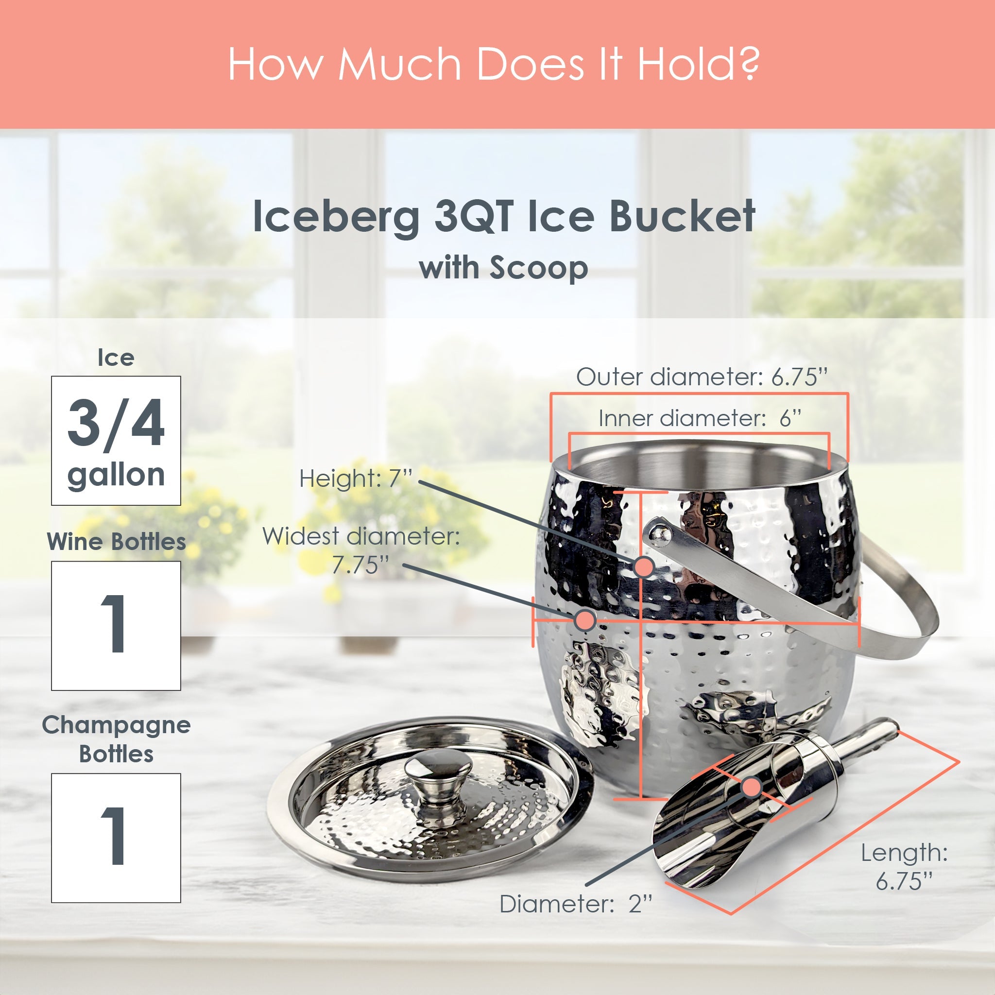 Iceberg Insulated Stainless Steel Ice Bucket with Lid & Scoop | BREKX