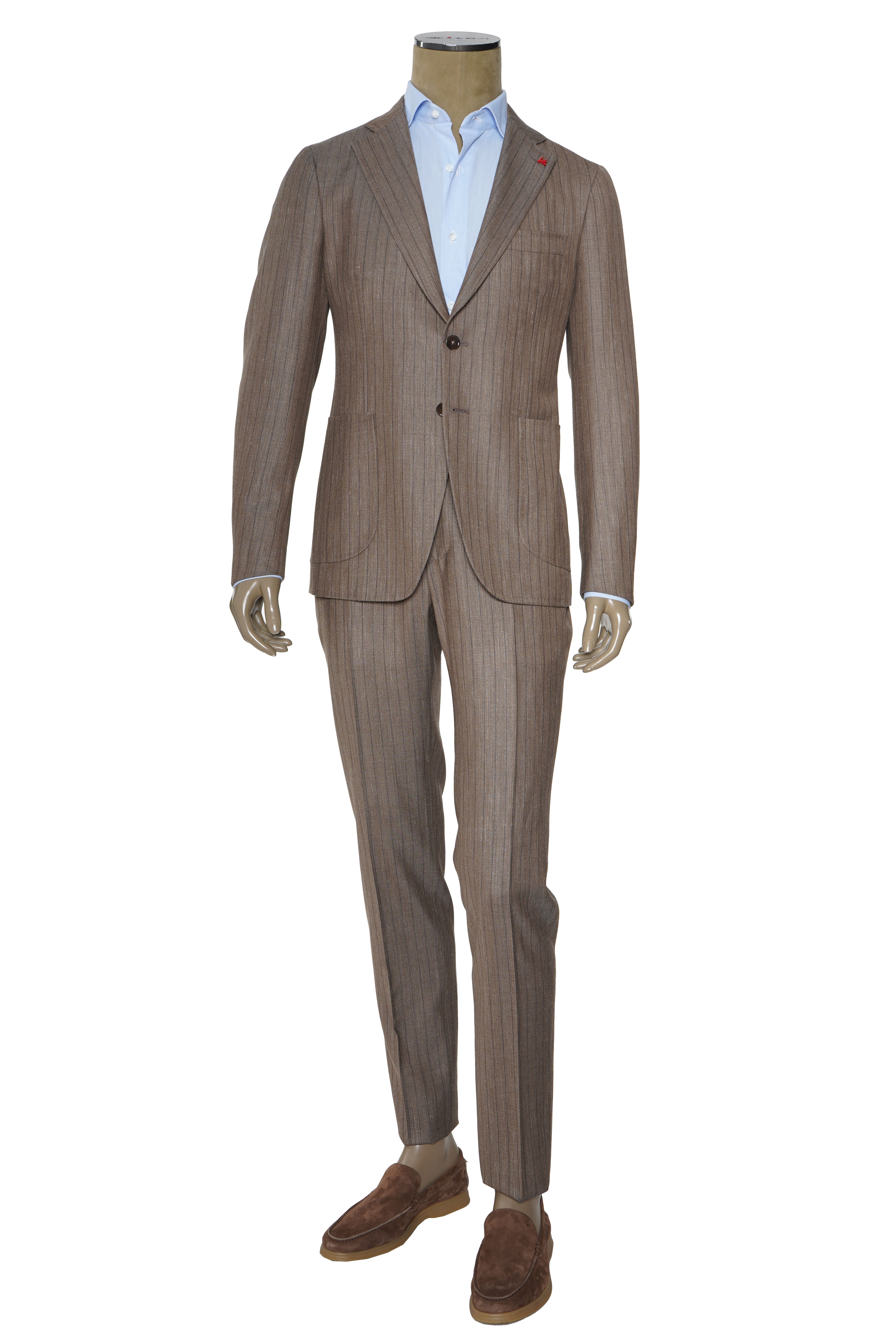 Isaia Pinstripe Wool-Silk-Linen Suit