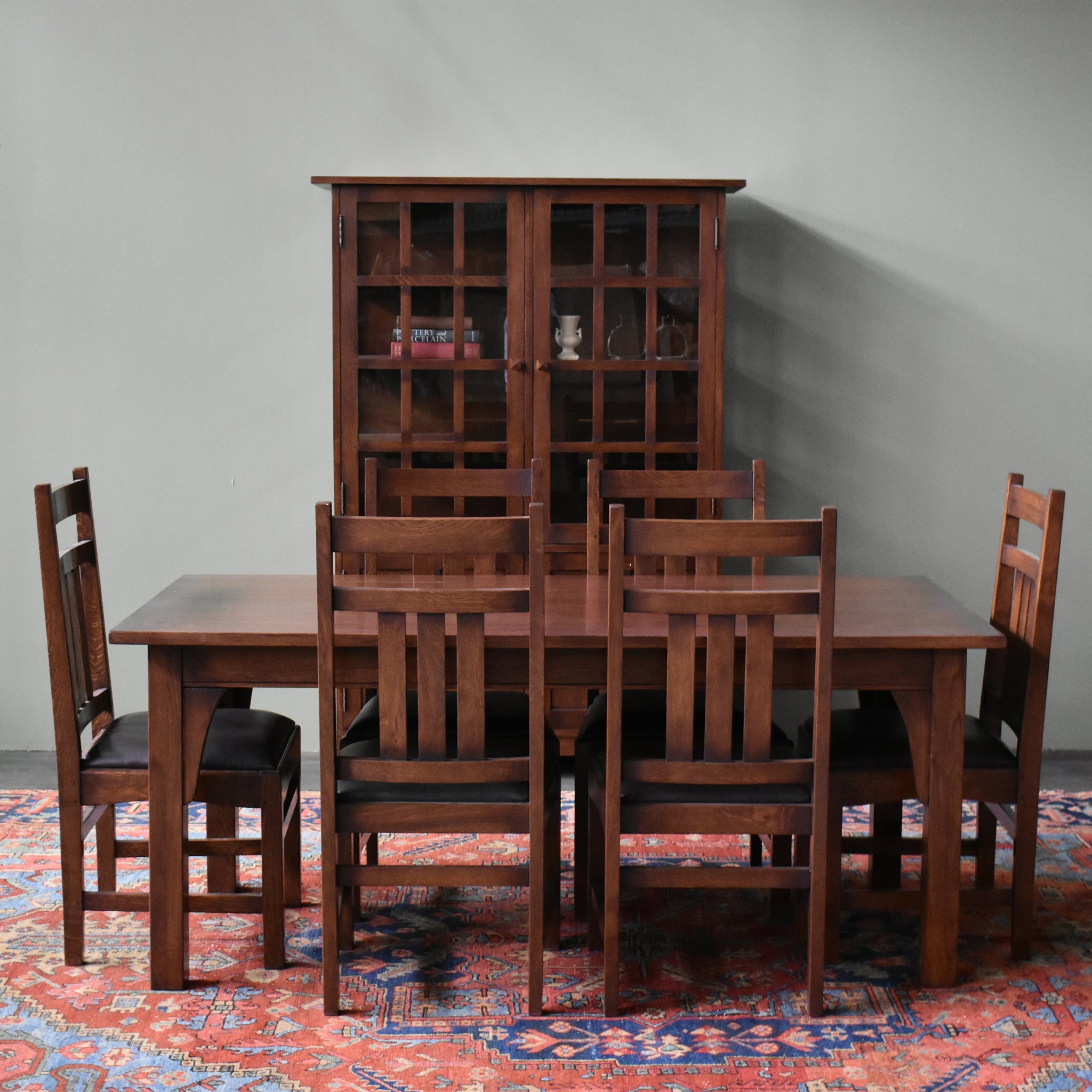 Mission 70" Solid Oak Dining Table Set with 6 #401 Chairs