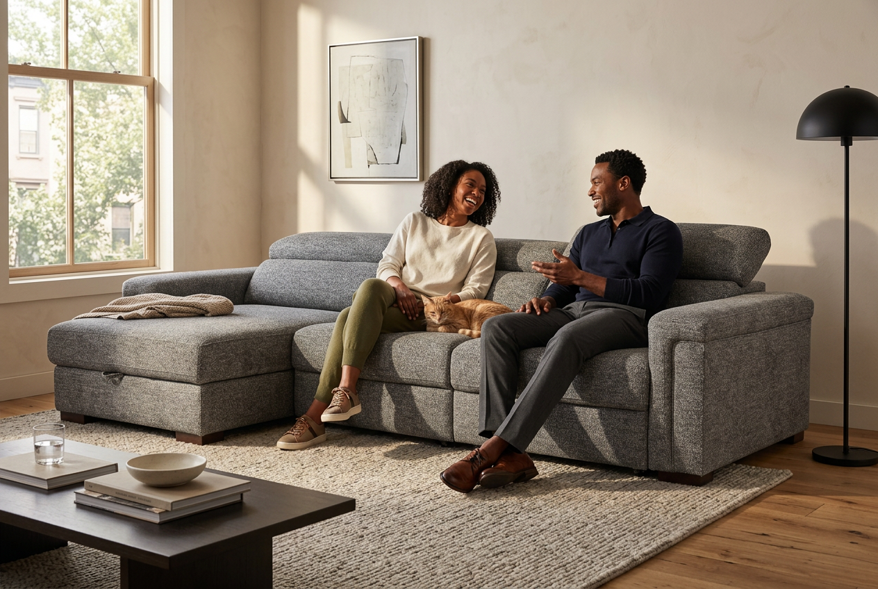 Lucious Gray Double Slider Power Sectional Sofa w/ Storage LAF Chaise