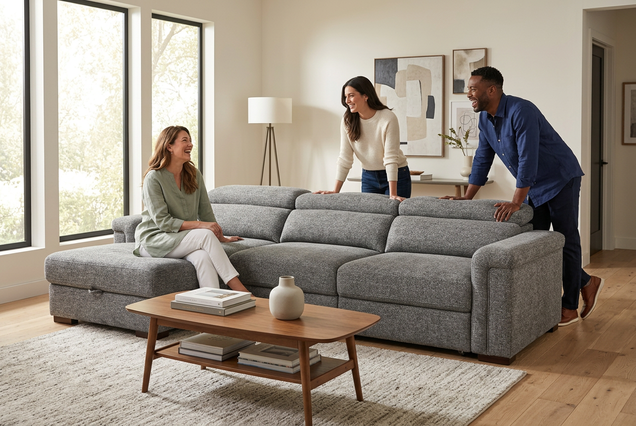 Lucious Gray Double Slider Power Sectional Sofa w/ Storage LAF Chaise