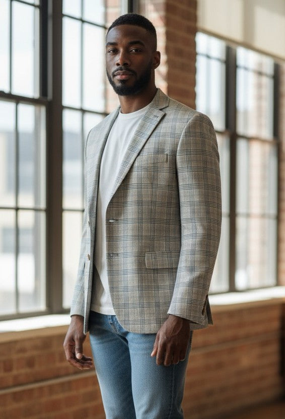 ZZMJ493 Plaid Sport Coat 40R