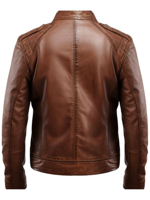 Men Brown Leather Slim Fit Jacket – Brown Slim Fit Jacket