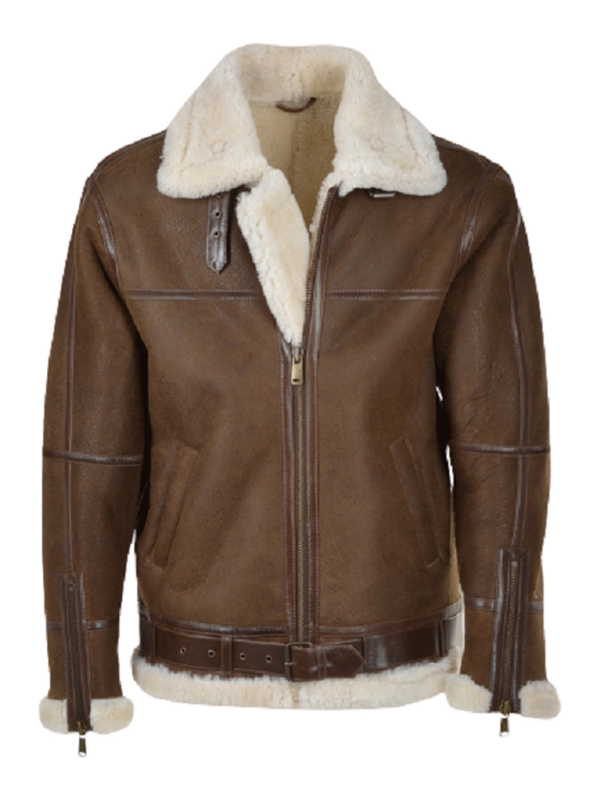 Men’s Umber Brown Shearling Leather Jacket