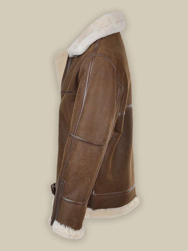 Men’s Umber Brown Shearling Leather Jacket