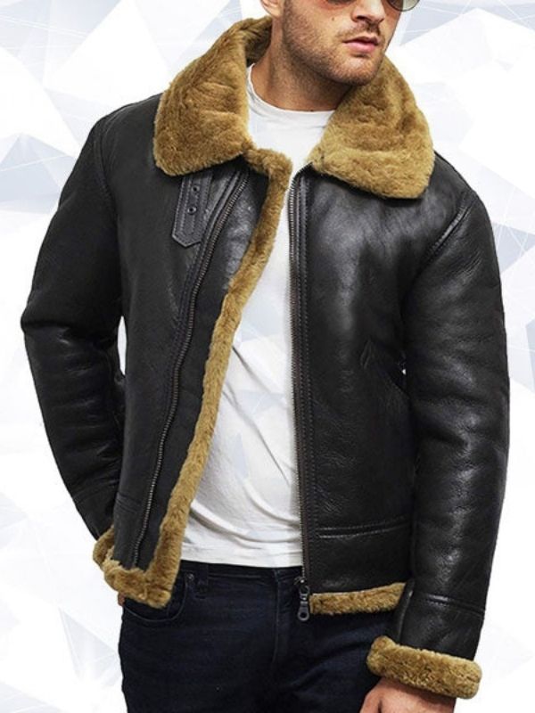 Men’s Aviator B3 World War II Real Shearling Sheepskin Flying Jacket