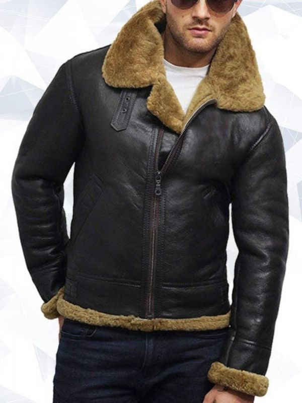 Men’s Aviator B3 World War II Real Shearling Sheepskin Flying Jacket