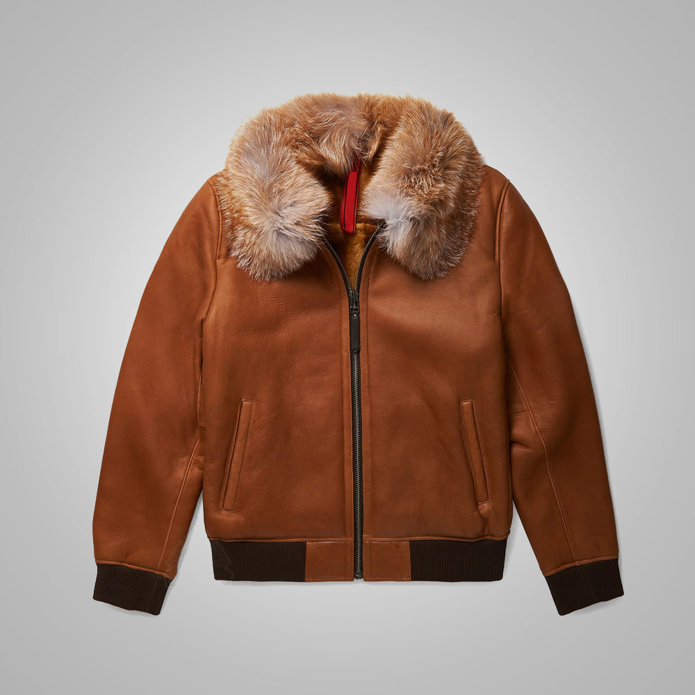 Men’s B3 Brown Flying Aviator Shearling Bomber Jacket