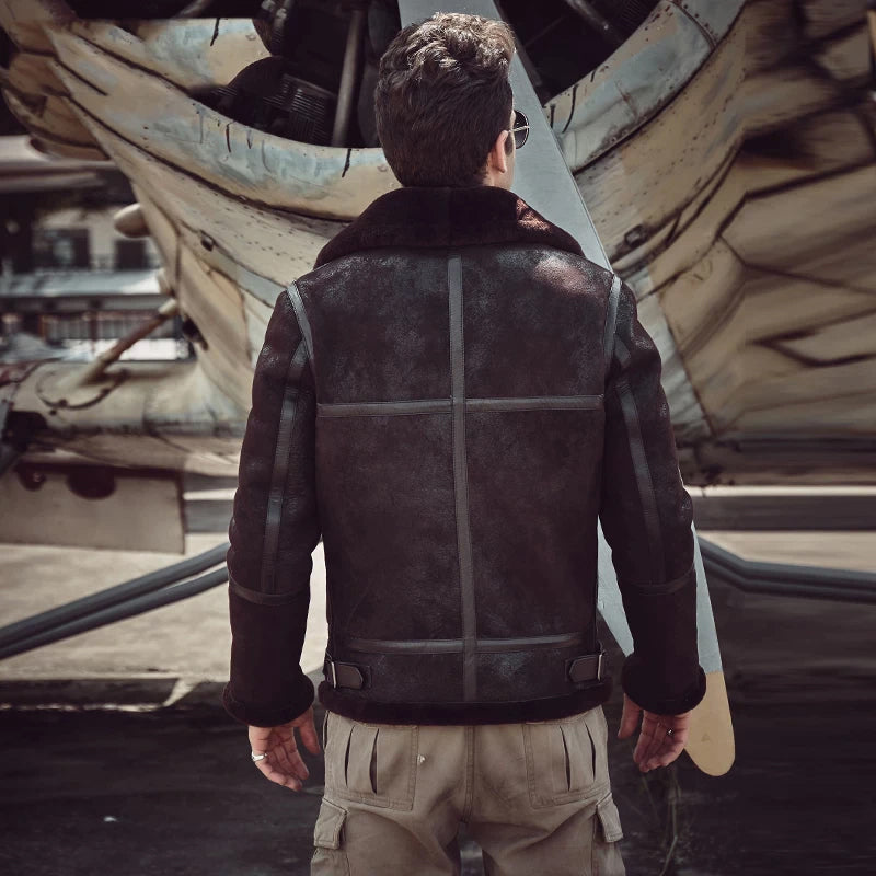 Men’s B3 Sheepskin Brown Shearling Leather Jacket