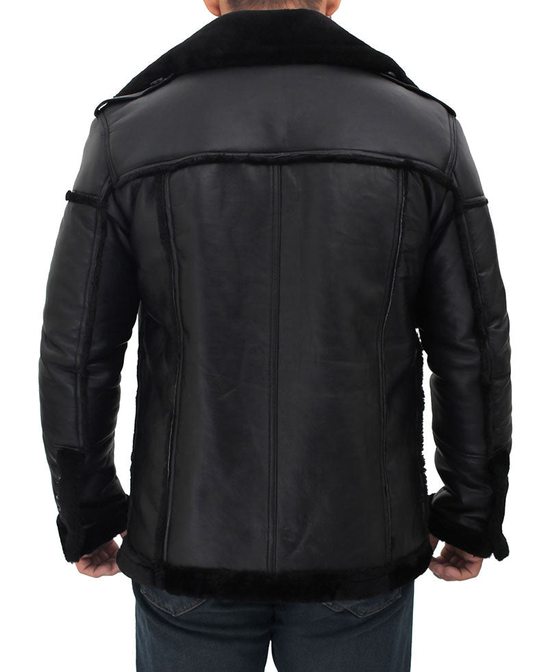 Men’s Black Shearling Winter Leather Jacket