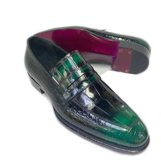 Maurice Mirage Custom Made Alligator Loafer - Green
