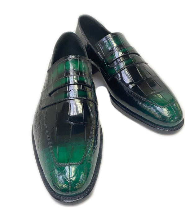 Maurice Mirage Custom Made Alligator Loafer - Green
