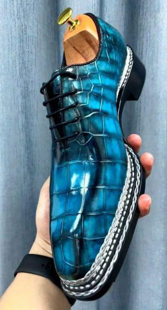 Maurice Montreal Custom Made Alligator Oxford - Blue